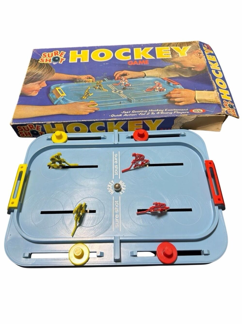 Ideal Sure Shot Vintage Hockey Game Table Game 1970 Complete & Working